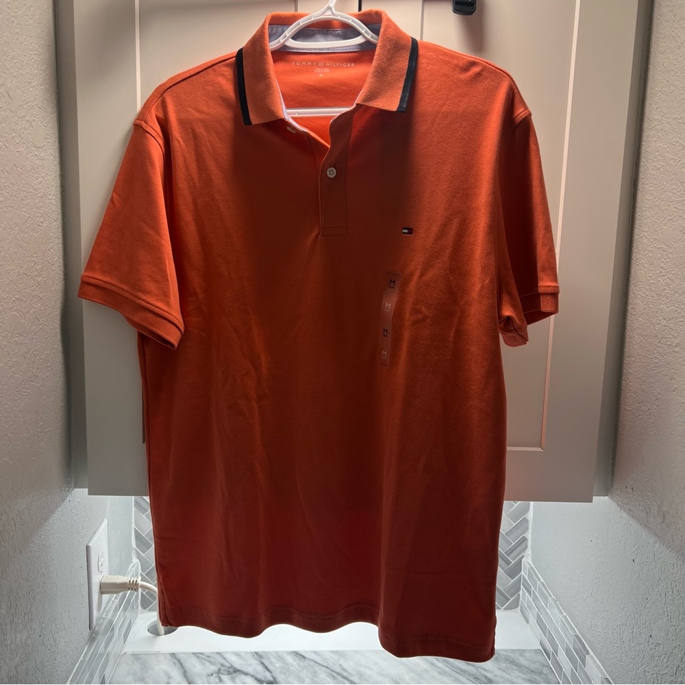 Tommy Hilfiger Men's Orange Polo‎ Shirt